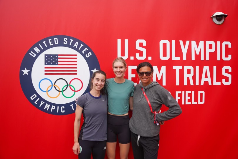 Eleanor (center) and me with our coach, Dena
                            (right). We’re among the minority of Trials qualifiers who are unsponsored.